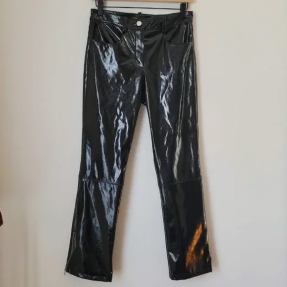 NWT MAJE Paveli zipped cuff high rise vinyl trousers - Picture 2 of 6